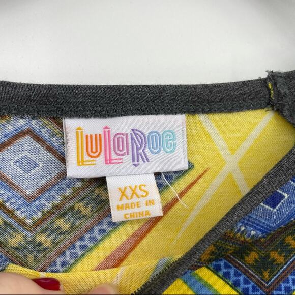 Lularoe Randy Womens Baseball Tee Raglan T Shirt Abstract Geometric Yellow XXS - Picture 6 of 11